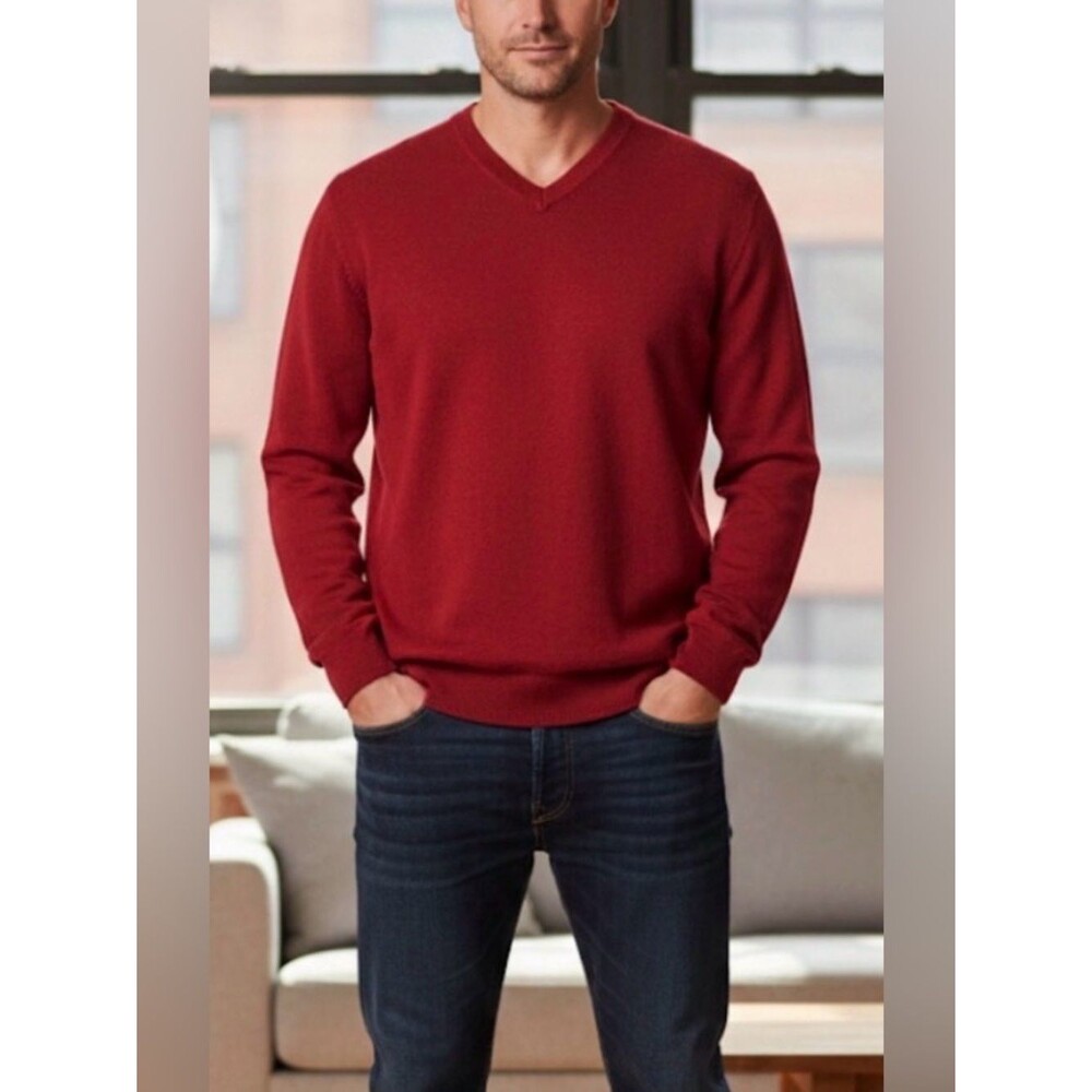 Vintage 80’s J. Crew Fleece V-Neck Pullover Size XL Made In USA